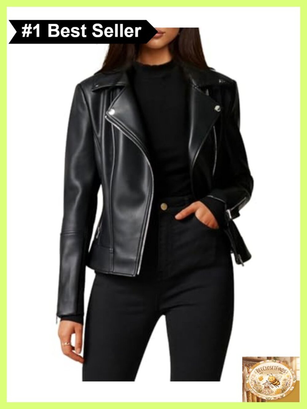 Buttery Soft Faux Leather Moto Jacket Stretchy Sleeve Slim Fit Biker Coat